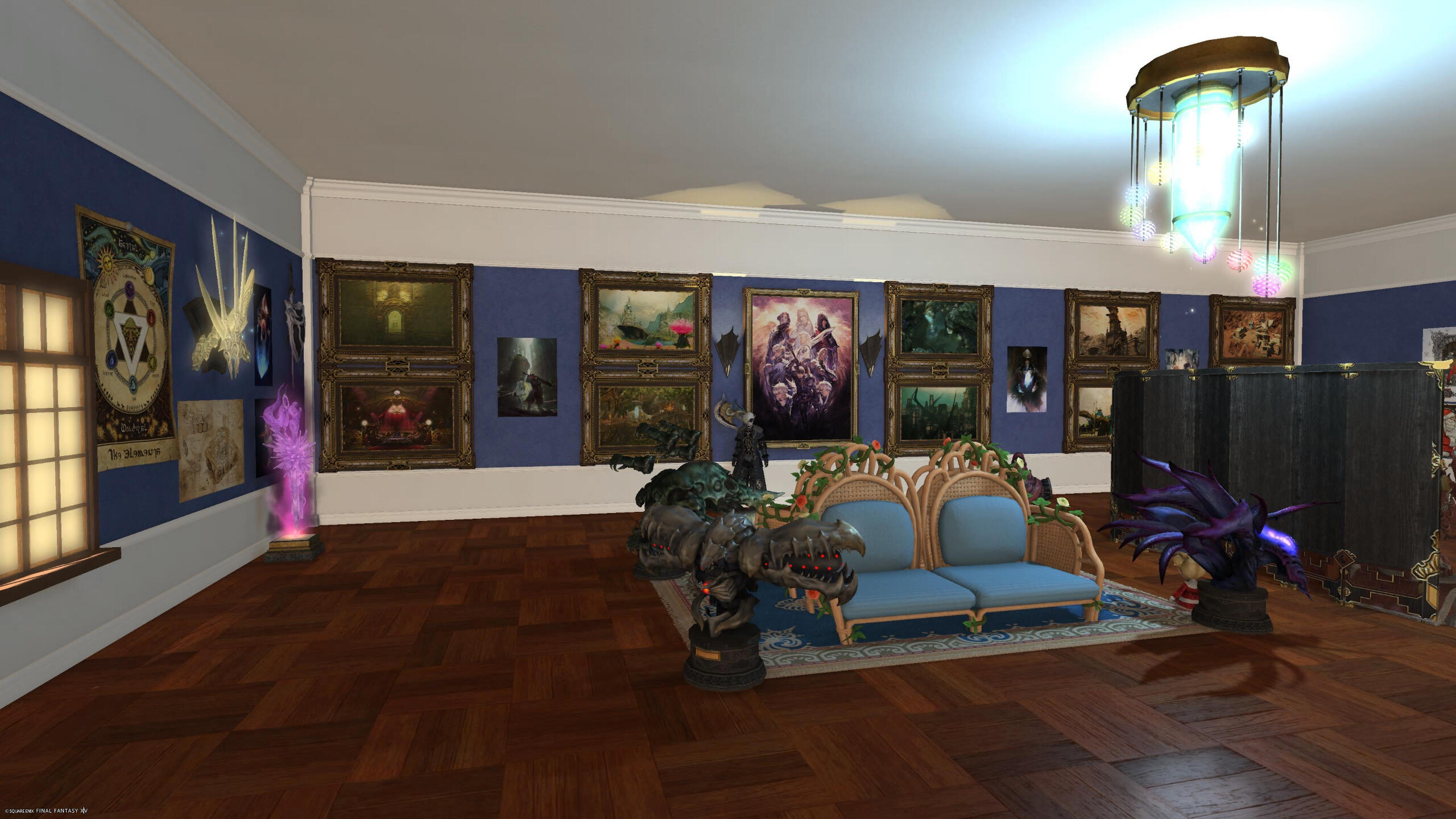 Wide angle view of upper floor exhibits